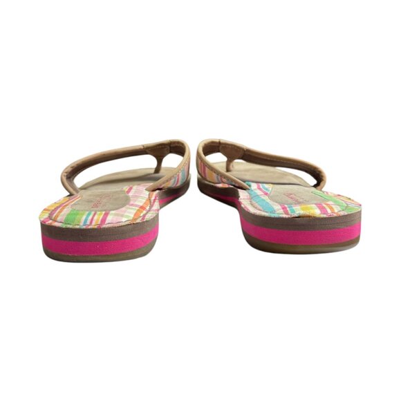 Sperry Top Sider Womens Sz‎ 8 Pink Plaid Suede Leather Sandals Flip Flops Summer - Picture 7 of 11